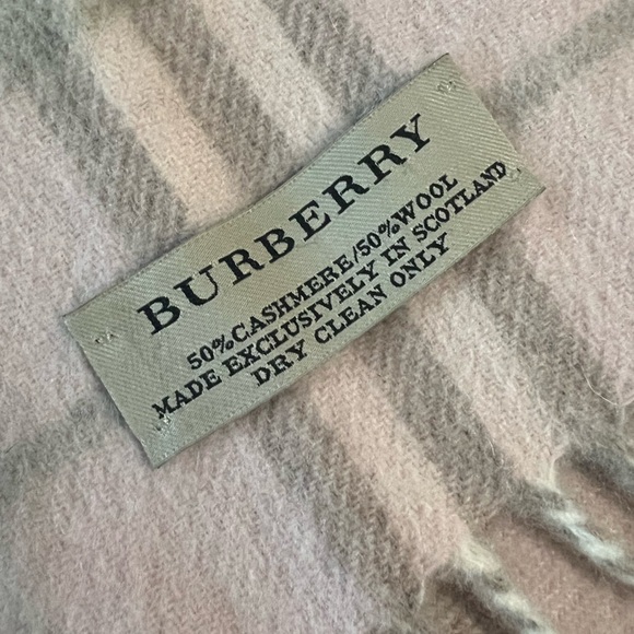 Extra long Burberry wool cashmere plaid cotton candy wide scarf wrap shawl - Picture 6 of 10